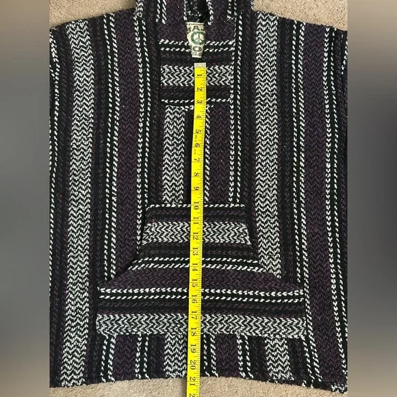 Baja Joe Mens M Purple White Gray Pullover Beach Hippie Hoodie Boho Well Loved - Picture 3 of 8